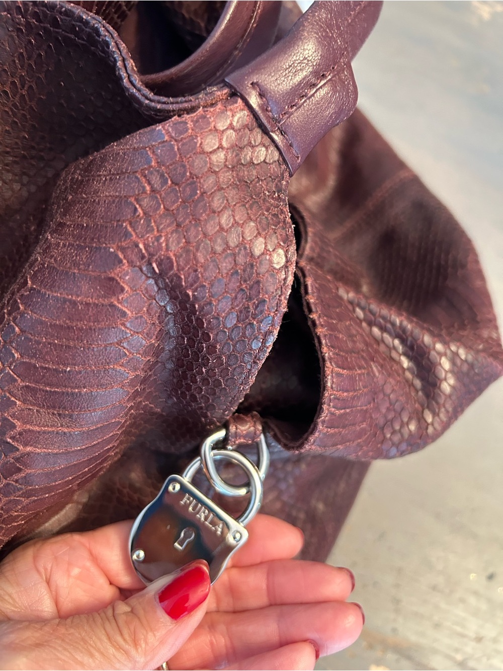 Stunning Burgundy snake Furla bag